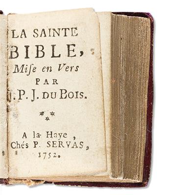 Bible in Verse, French, Miniature. La Sainte Bible, mise en Vers par J.P.J. Du Bois.